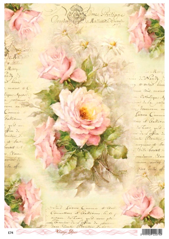 Sheet Craft Vintage Scrapbooking Rice Paper for Decoupage Romantic Roses 7