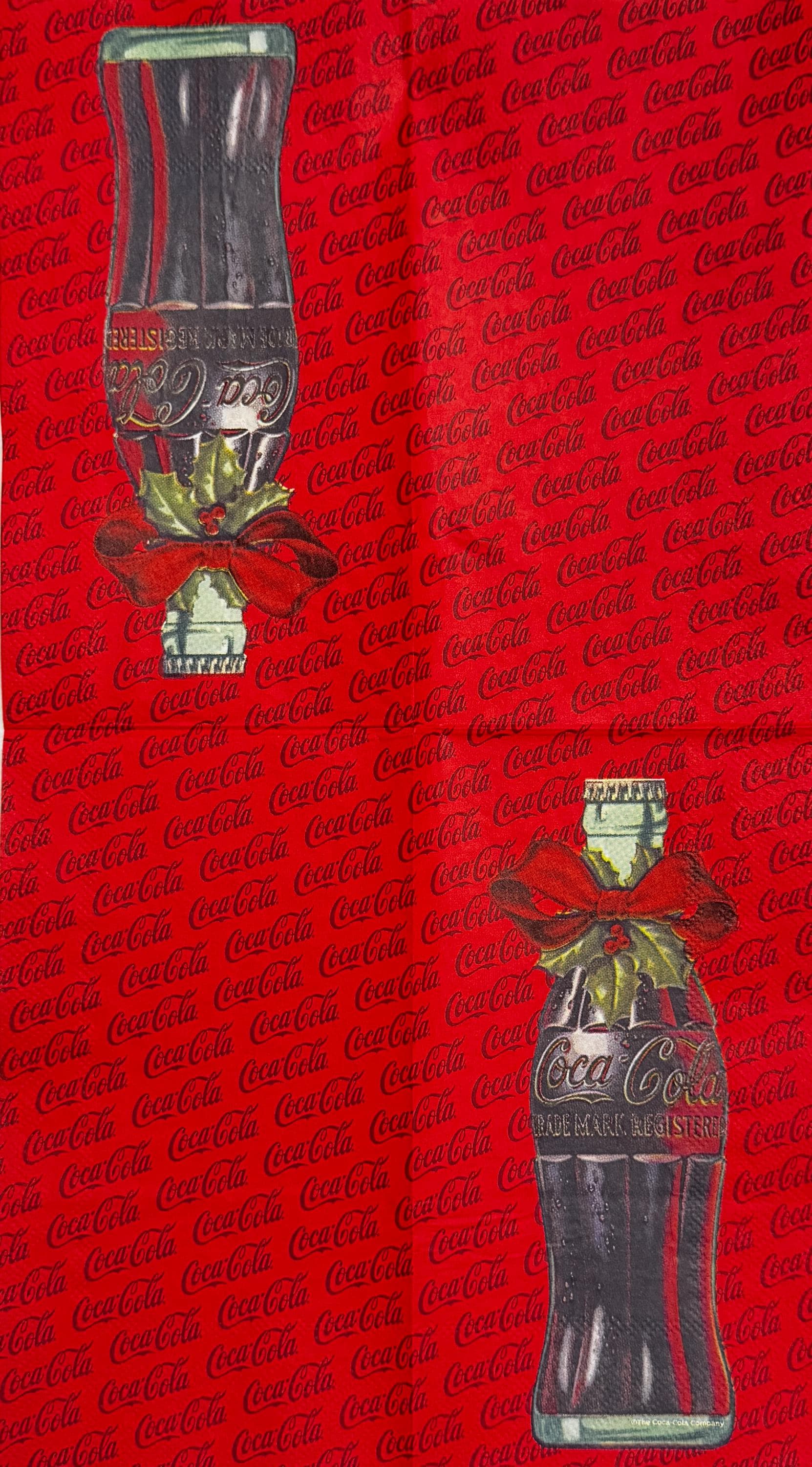 Coca-cola Christmas Decoupage Paper Napkin, Vintage Coke Bottle Holly ...