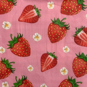 Strawberry Paper Napkin for Decoupage with Fresh Summer Fruit Design Perfect for DIY Crafts Scrapbooking Card Making Decoration 13&#39;&#39; 1PCS