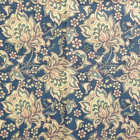 Vintage Floral Ornament Decoupage Paper Napkin Botanical Pattern, Thin Paper Crafts Home Decor Scrapbooking Card Making Design 16'' 1PCs