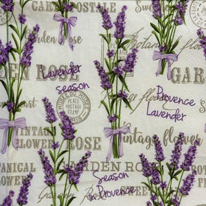 Lavendel Papierserviette für Decoupage 33x33 cm - Provence Botanische Vintage Serviette für DIY Handwerk, Scrapbooking, Kartenherstellung, Wohnkultur