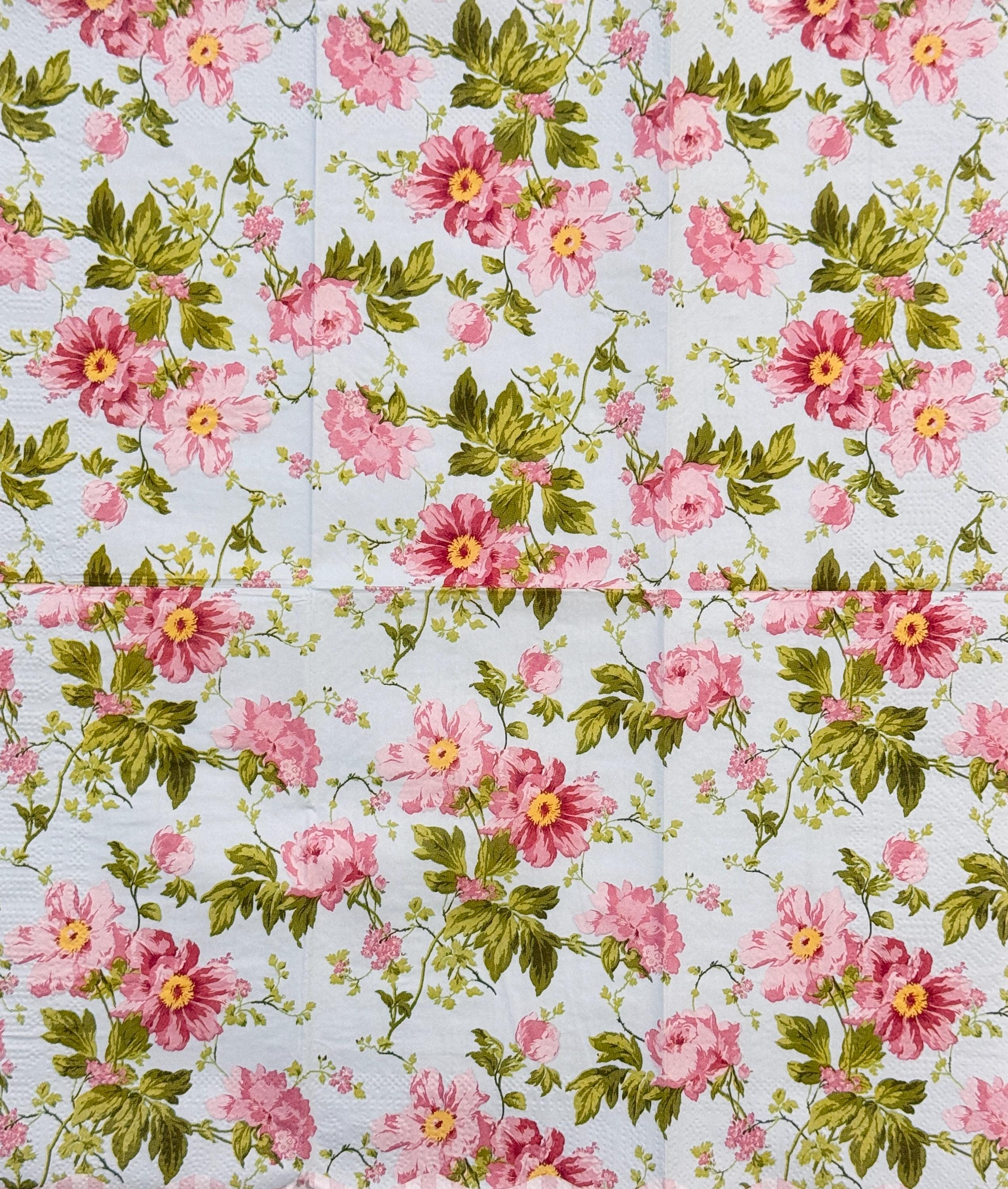 Vintage Floral Paper Napkin for Decoupage With Pink Peonies and Wild ...
