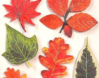 Adesivi autunnali con foglie, set di 7 adesivi pop-up con foglie autunnali, acero, quercia, olmo, betulla e pioppo per scrapbooking, biglietti, adesivi per decoupage
