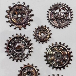 Pegatinas Steampunk, pegatinas hinchadas con engranajes de metal plateado, pegatinas industriales vintage para manualidades, decoupage, pegatinas de engranajes 3D, juego de 8