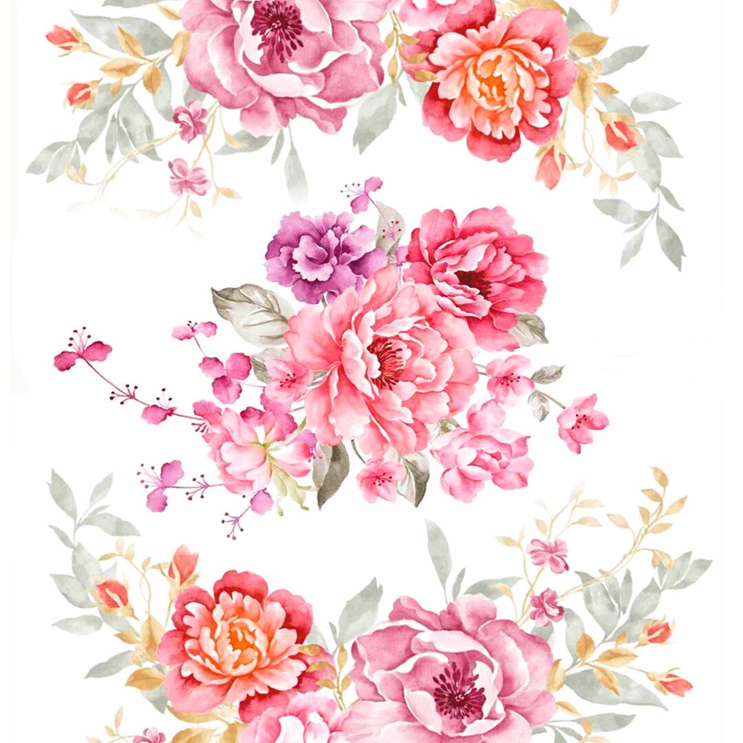 Peony Rice Paper Decoupage Rice Paper Watercolor Peonies and Roses Floral Clusters for ...
