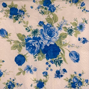 Vintage blaue Rose Blumen Papierserviette für Decoupage Scrapbooking Karte machen DIY Elegantes Papier mit klassischem Blumenmuster 13 ''