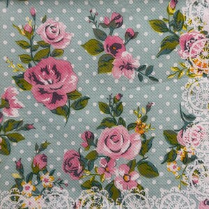 Serviettes de table vintage florales pour décoration shabby chic, roses, dentelle, motif à pois fines serviettes en papier pour travaux manuels, bricolage, scrapbooking, fabrication de cartes