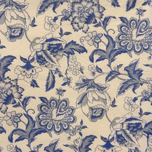 Vintage Blue Floral Paper Napkin for Decoupage, Scrapbooking, Crafting, Elegant Baroque Style Flowers Leaves Paper napkin 13&#39;&#39; 1pcs