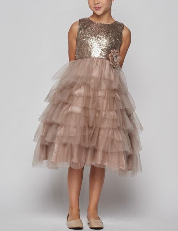 copper flower girl dresses