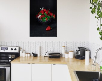 Print On Canvas Fresh Strawberries With Jasmine Flowers
