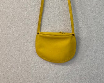 Handmade small leather purse - yellow