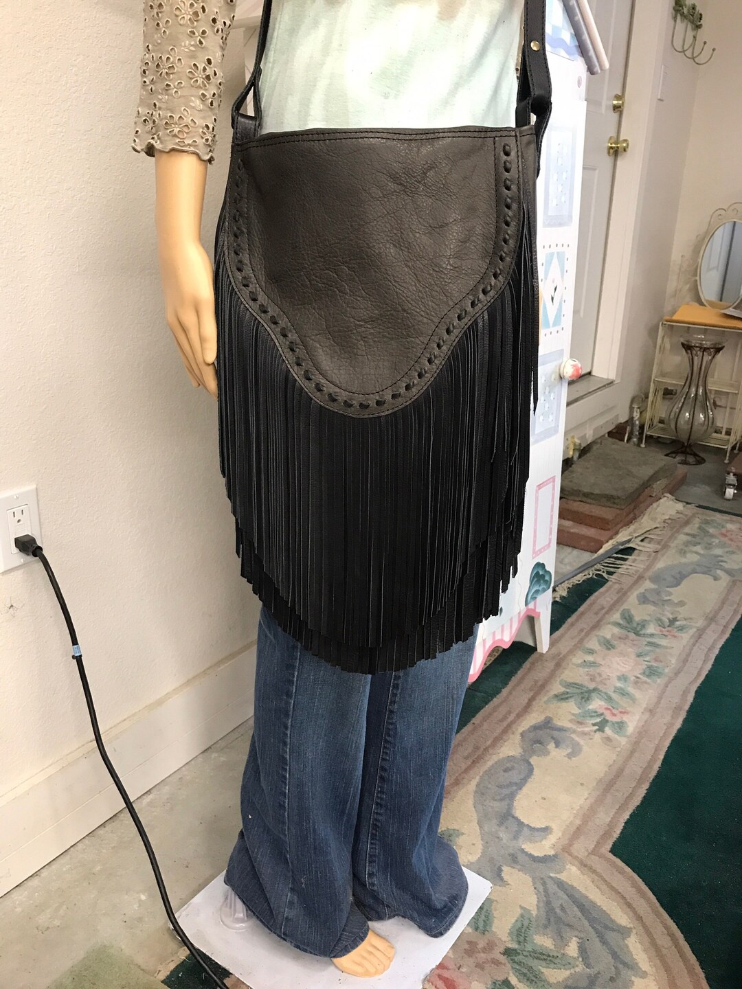 Handmade Leather Fringe Purse Etsy