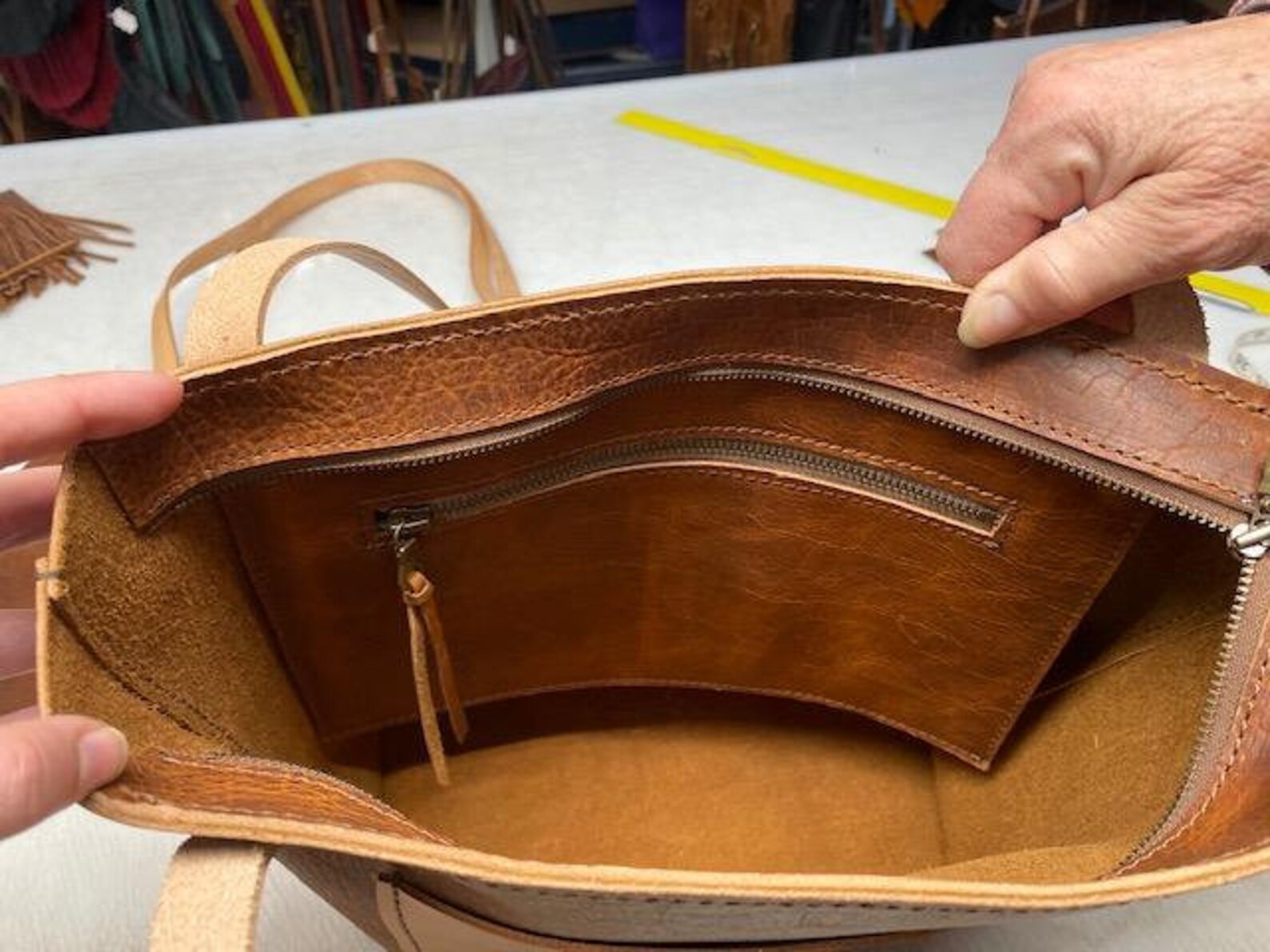 Handmade Hand Stitched Leather Tote Etsy