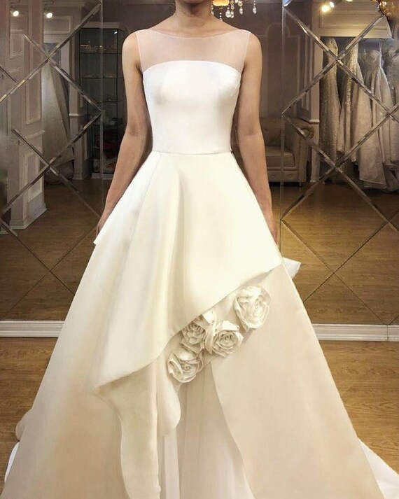Silk Satin Wedding Dress In Bristish Royal Meghan Marlke Style Etsy