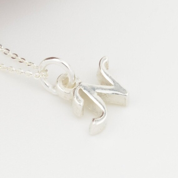 Necklace. Handmade Solid Silver Initial 