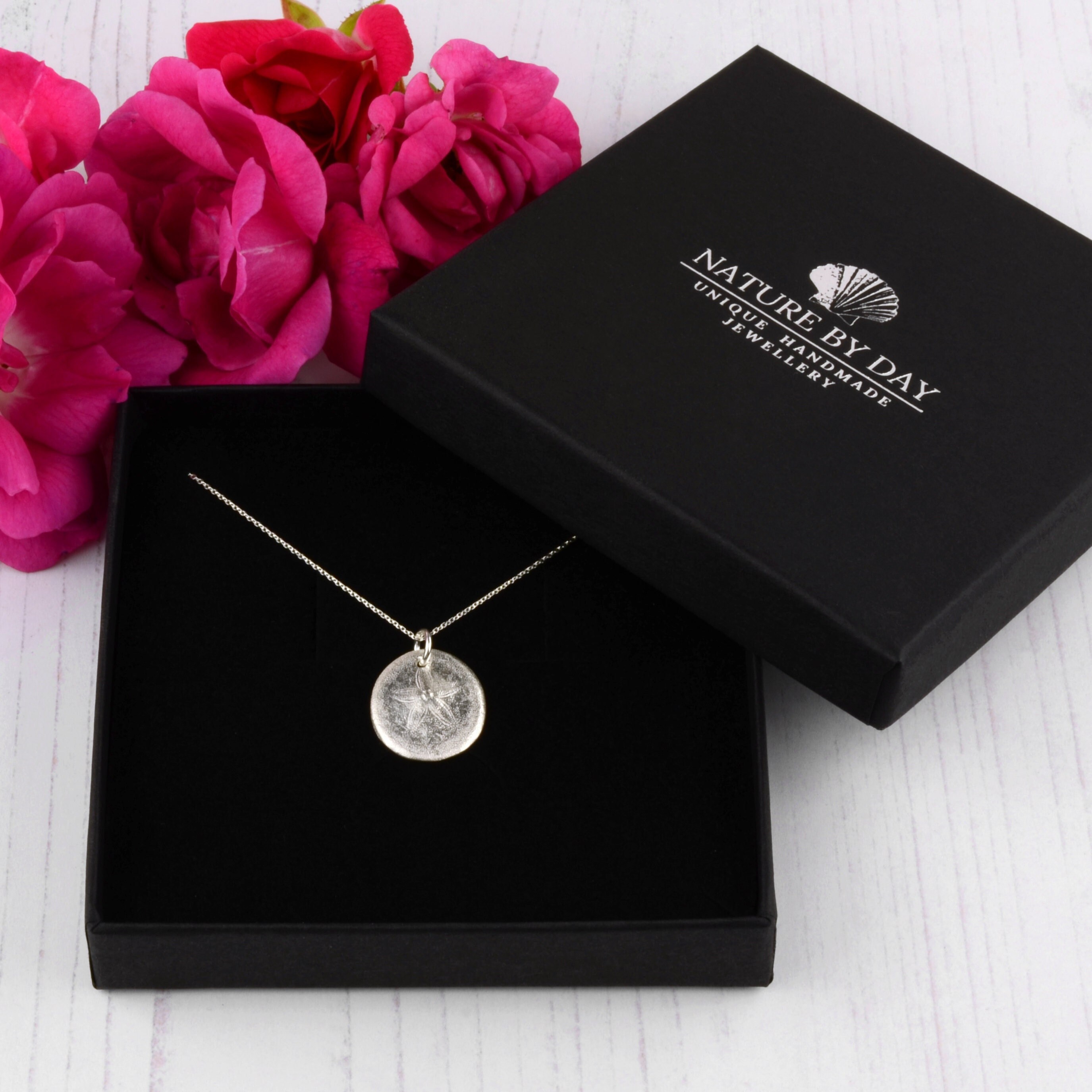Silver Sand Dollar Necklace. Beach 
