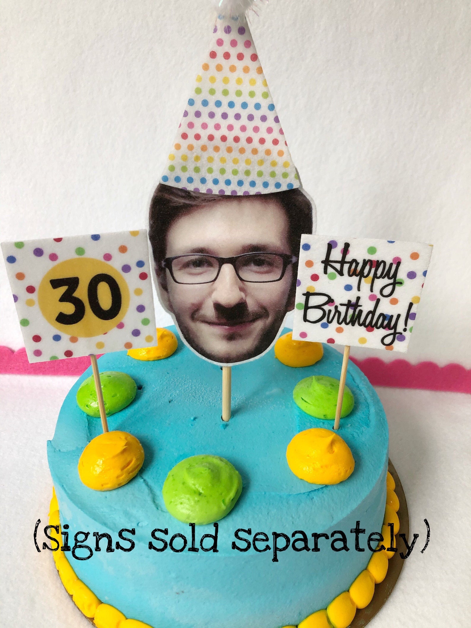 Photo Personalized Funny Cake Topper Patterned Hat / Custom Etsy