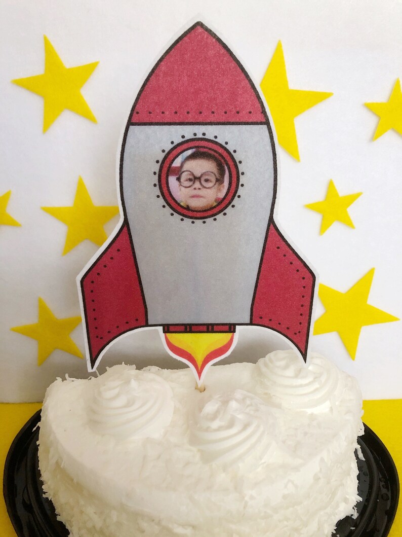 Rocket Ship Cake Topper Photo Personalized / Space Party | Etsy