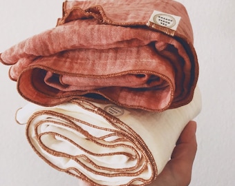 Hand Dyed Organic Bamboo Cotton Muslin Swaddle, Swaddle Blanket, Baby Shower Gift, Mom To Be Gift