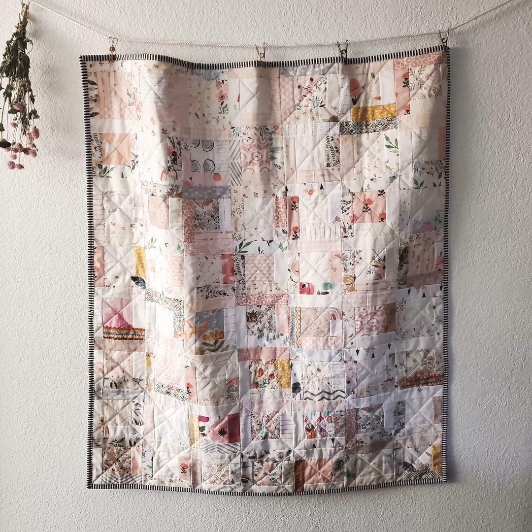 Floral Baby Scrap Quilt, Scrap Baby Quilt, Baby Quilt for Sale, Baby ...