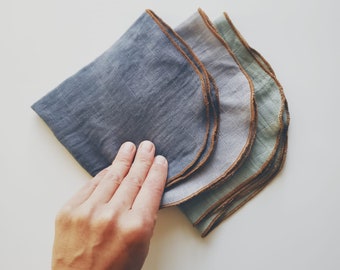 Hand Dyed Organic Cotton Bamboo Handkerchief Set: 10x10 Reusable Cloth