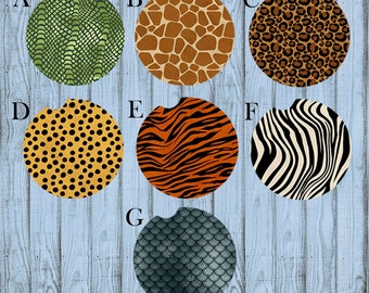 Animal Print Car Coasters * Leopard Print * Cup Holder Coasters * Cup Coasters * Mix & Match Styles