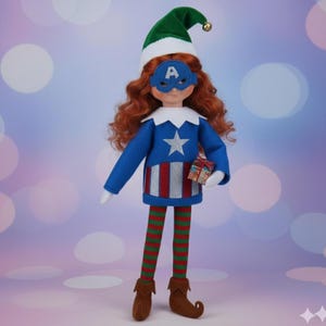 Disfraz de elfo del Capitán EE. UU. bordado