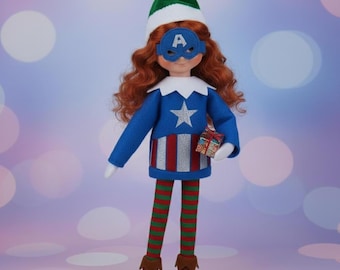 Captain USA Elf Costume, Embroidered