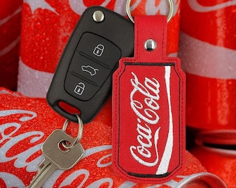 Embroidered Brown Cola Can Key Chain