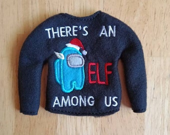 Suspicious Crewmate Astronaut Embroidered Elf Sweaters, Clothes