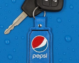 Embroidered Pep Brown Cola Can Key Chain