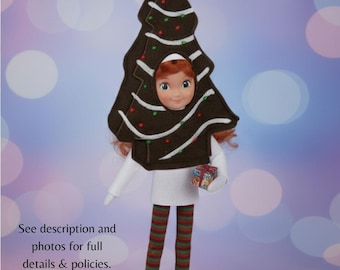 Chocolate Christmas Tree Cake Elf Costume, Embroidered