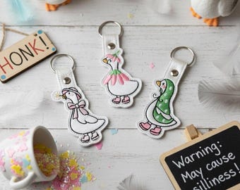 Embroidered Silly Goose Trio Key Chain