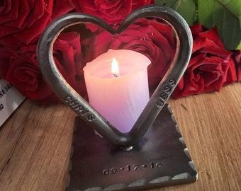 11th Anniversary Steel Heart – Personalized Wedding Gift for Husband Wife – Birthday Keepsake