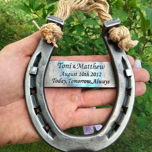 Handgesmede tinnen hoefijzer - 10e verjaardag vrouw cadeau - jubileumcadeau - tinnen bruiloft - cadeau voor hem voor haar - 10e huwelijkscadeau - blik