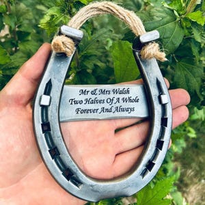 Ferro di cavallo in acciaio fatto dal fabbro - 11° anniversario - Regali di nozze in acciaio - 11° anniversario di matrimonio - Regalo di anniversario - Regalo per la coppia