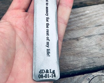 Handmade Personalized Tin Bookmark – Anniversary Gift - 10th wedding Anniversary - Family Memories