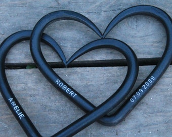 Personalized Steel Hearts – 11th Anniversary Gift, Hand Forged