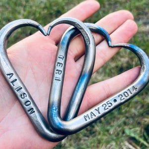 Interlinked Personalized Iron Love Hearts - 6th Wedding Anniversary - Love - Strength  - Partnership  - For Him Her  - Birthday Gift