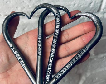 Personalized Interlinked Iron Hearts - 6th Anniversary Gift - Iron Wedding