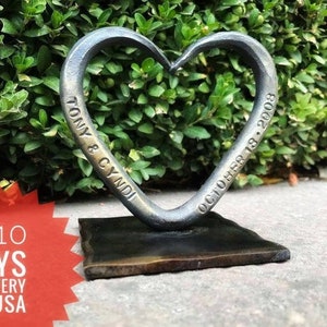 Personalized steel Heart - 11th anniversary gift - steel wedding - 11th Anniversary Gift - for him for her - 11th wedding - Anniversary gift