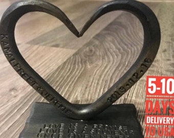 6th anniversary gift - Iron heart - Iron wedding - Hand Forged Iron Heart - Personalized - iron gift - for him - for her - 6th wedding gift