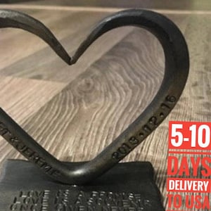 Blacksmith made Iron Heart - 6th anniversary gift - Iron wedding  - Personalized - iron gift - for him her - 6th wedding gif - I love you