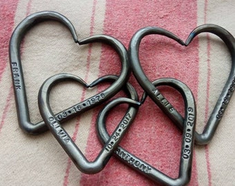 4x Family of Hearts - 6th anniversary gift - Iron Hearts - Iron Wedding - iron gift - For him - For Her - 6th Wedding - 6th Year Anniversary