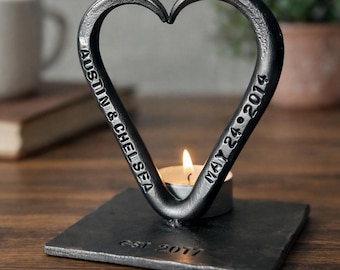 6th Anniversary Hand Forged Iron Heart, Personalized Iron Wedding Gift for Him Her