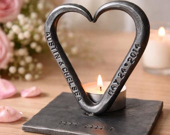 Corazón de acero para el 11.º aniversario: regalo de boda personalizado para marido y mujer, recuerdo de cumpleaños.