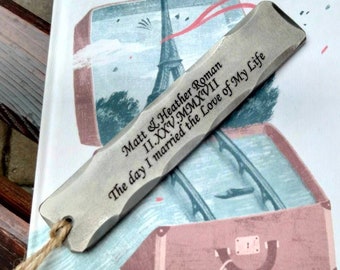Personalized Steel Bookmark: Handmade 11th Anniversary Gift -Wedding Gifts For The Couple