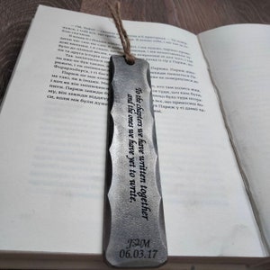6th anniversary gift Iron Bookmark Iron wedding Hand Forged Iron Heart Personalized iron gift for him for her 6th wedding gift image 2