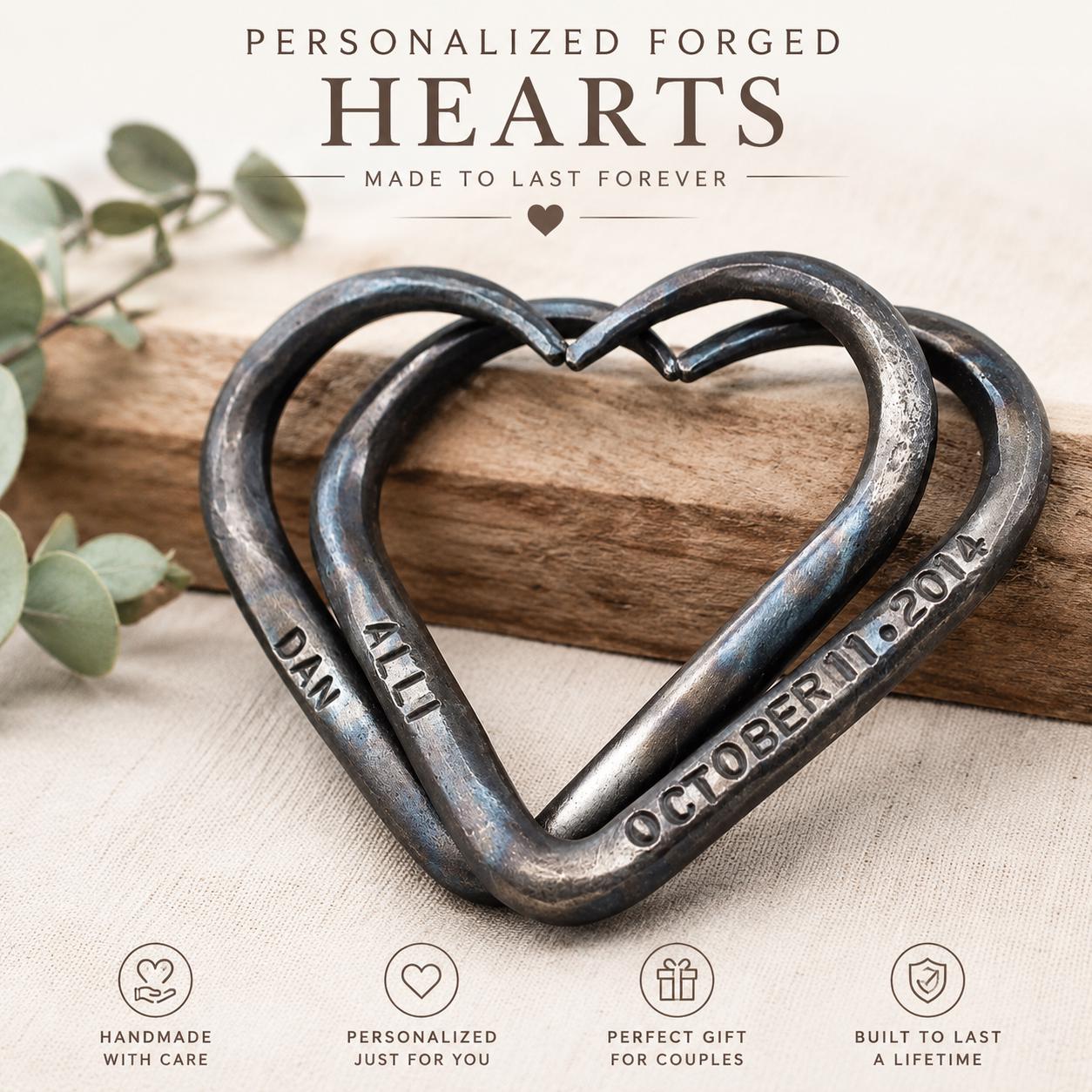 6th Anniversary Iron Love Hearts – Romantic Wedding Gift for