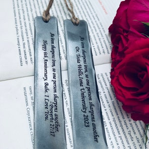 Iron bookmark - 6th anniversary gift - Iron wedding - Hand Forged Iron Heart - Personalized - iron gift - for him for her - 6th wedding